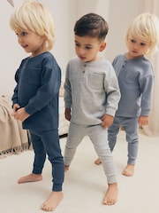 Blue/Grey Snuggle Pyjamas Set 3 Pack (9mths-12yrs) - Image 2 of 12