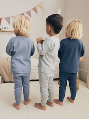 Blue/Grey Snuggle Pyjamas Set 3 Pack (9mths-12yrs) - Image 5 of 12