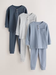 Blue/Grey Snuggle Pyjamas Set 3 Pack (9mths-12yrs) - Image 6 of 12