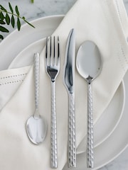 16 Piece Silver Hammered Stainless Steel Cutlery Set - Image 1 of 2