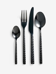 16 Piece Black Hammered Stainless Steel Cutlery Set - Image 3 of 3