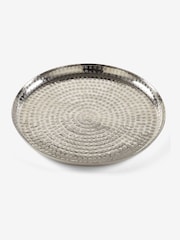 Silver Hammered Metal Round Tray - Image 2 of 3