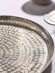 Silver Hammered Metal Round Tray - Image 3 of 3