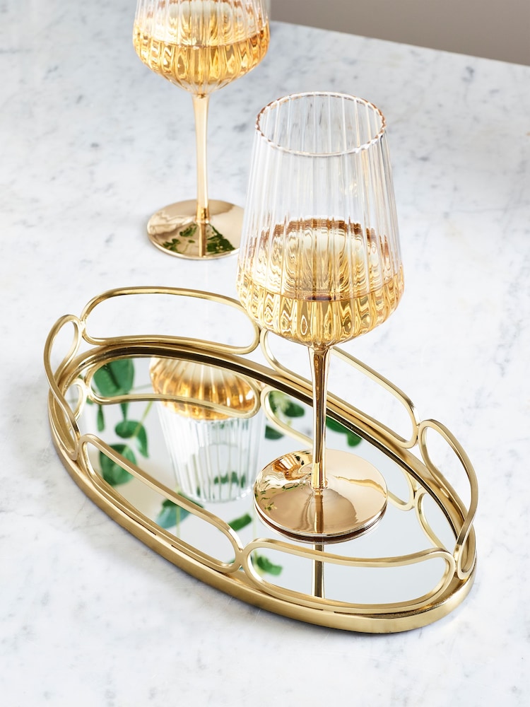 Gold Oval Mirror Tray - Image 1 of 4