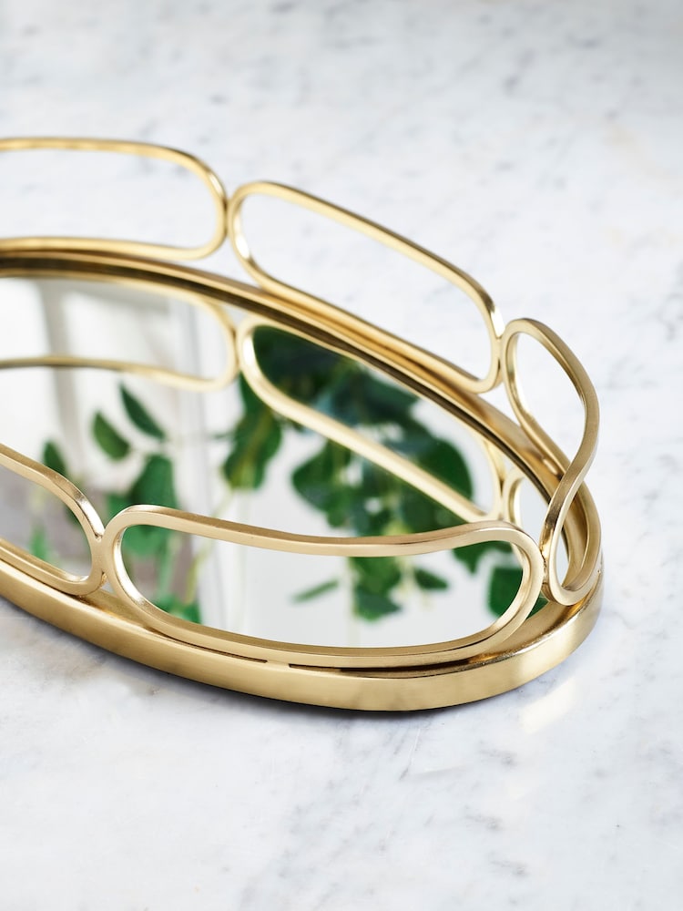 Gold Oval Mirror Tray - Image 2 of 4