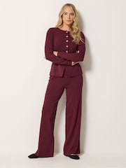 Long Tall Sally Red Knitted Wide Leg Trousers - Image 1 of 5