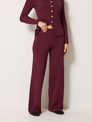Long Tall Sally Red Knitted Wide Leg Trousers - Image 2 of 5