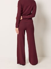 Long Tall Sally Red Knitted Wide Leg Trousers - Image 3 of 5