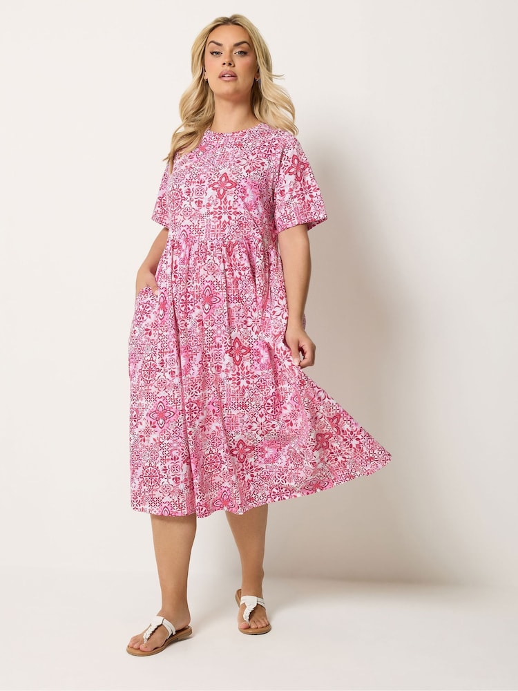 Yours Curve Pink Throw On Smock Dress - Image 1 of 5
