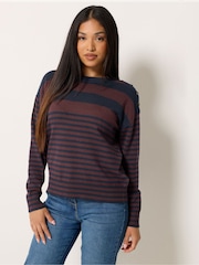 M&Co Blue Petite Striped Jumper - Image 1 of 5