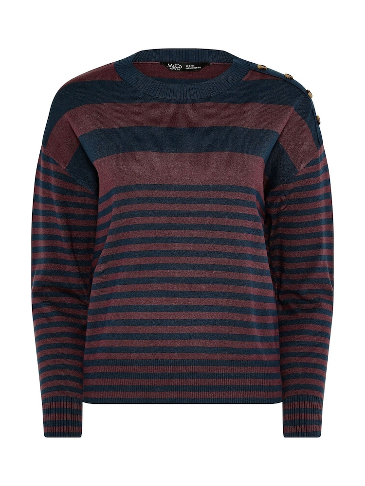 M&Co Blue Petite Striped Jumper - Image 5 of 5