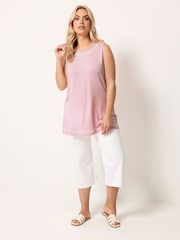 Yours Curve Pink Embroidered Vest Top - Image 2 of 5