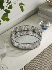 Silver Decorative Metal Mirror Tray - Image 2 of 3