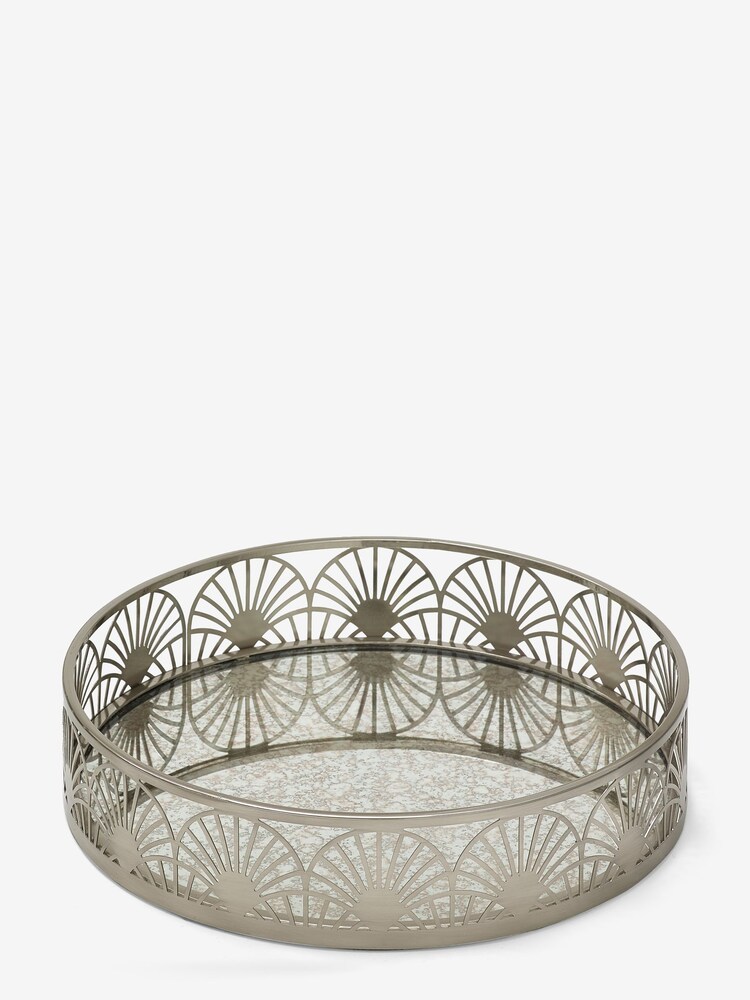 Silver Decorative Metal Mirror Tray - Image 3 of 3