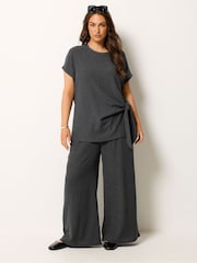 Yours Curve Grey Wide Leg Trousers - Image 3 of 5