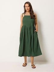 Yours Curve Green V Waist Tie Strappy Dress - Image 2 of 5