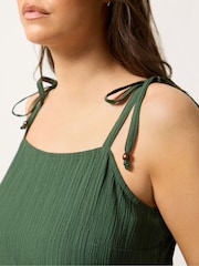 Yours Curve Green V Waist Tie Strappy Dress - Image 4 of 5