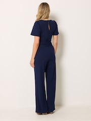 Long Tall Sally Blue Scuba Button Jumpsuit - Image 3 of 6