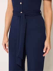 Long Tall Sally Blue Scuba Button Jumpsuit - Image 4 of 6