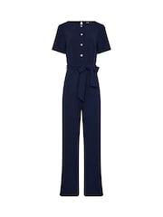 Long Tall Sally Blue Scuba Button Jumpsuit - Image 5 of 6
