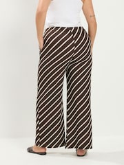 Yours Curve Brown Horizontal Stripe Wide Leg Trousers - Image 3 of 5