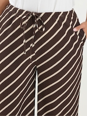 Yours Curve Brown Horizontal Stripe Wide Leg Trousers - Image 4 of 5