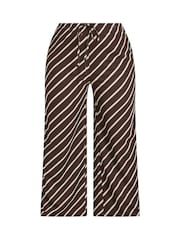 Yours Curve Brown Horizontal Stripe Wide Leg Trousers - Image 5 of 5