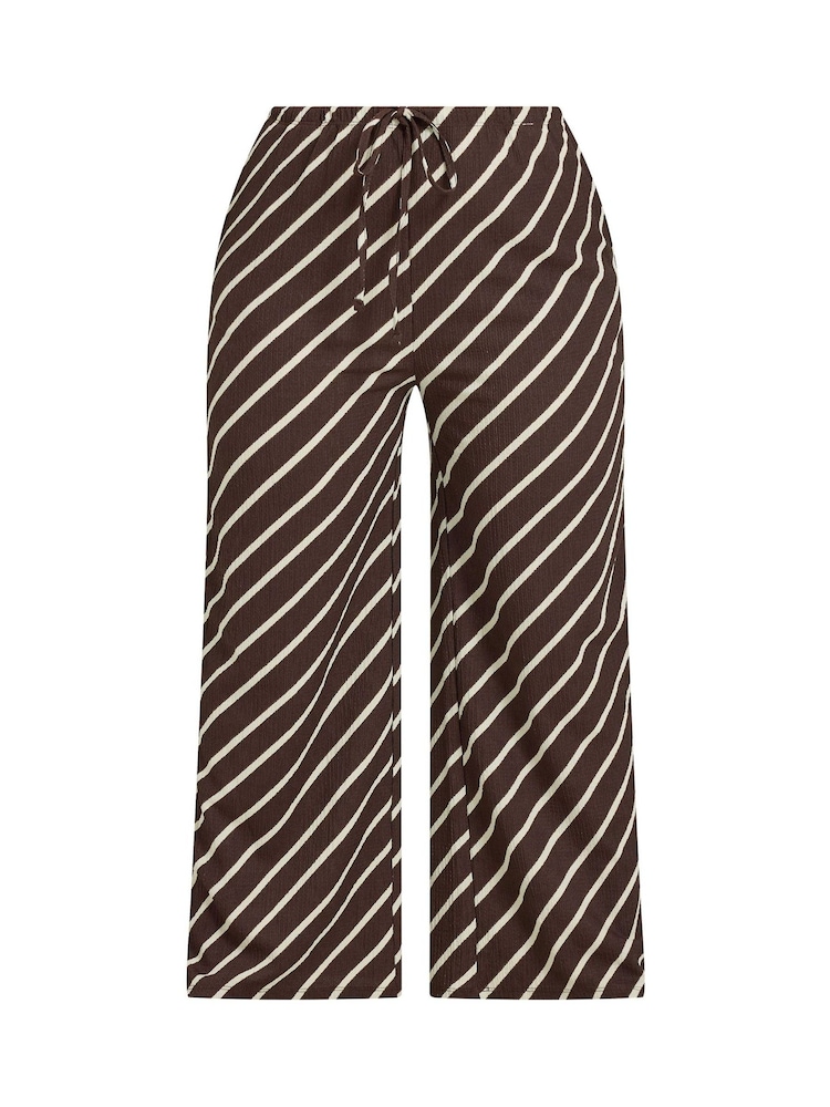 Yours Curve Brown Horizontal Stripe Wide Leg Trousers - Image 5 of 5 Yours Curve Brown Horizontal Stripe Wide Leg Trousers - Image 5 of 5
