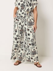 Yours Curve Brown Wide Leg Trousers - Image 1 of 2