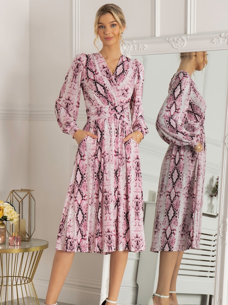 Jolie Moi Pink Harper Long Sleeve Jersey Dress - Image 1 of 5 Jolie Moi Pink Harper Long Sleeve Jersey Dress - Image 1 of 5