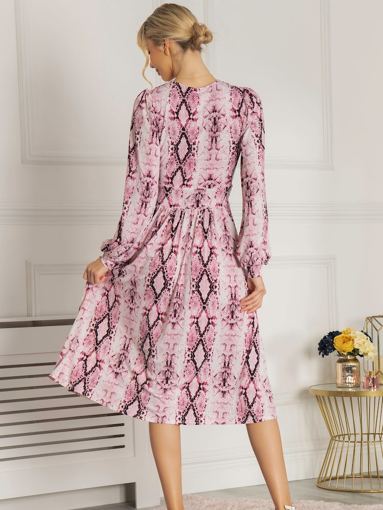 Jolie Moi Pink Harper Long Sleeve Jersey Dress - Image 2 of 5 Jolie Moi Pink Harper Long Sleeve Jersey Dress - Image 2 of 5