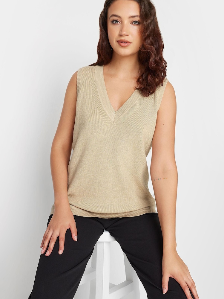 Long Tall Sally Natural V-Neck Kniited Vest - Image 4 of 4