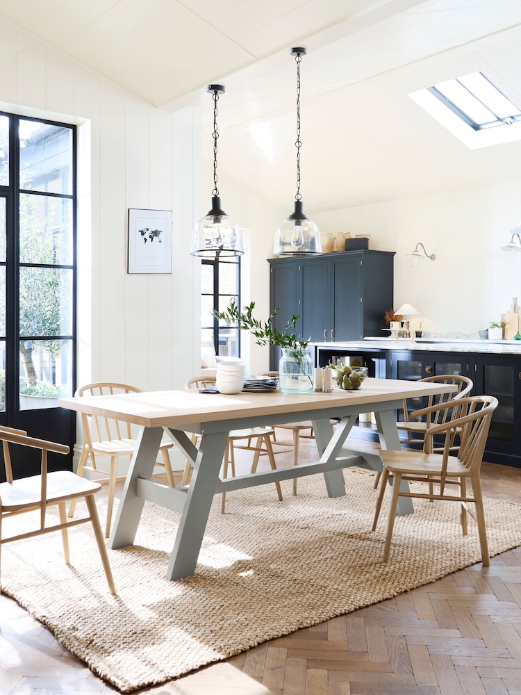 Dove Grey Malvern 6 to 8 Seater Extending Extending Trestle 6 to 8 Seater Dining Table - Image 1 of 9