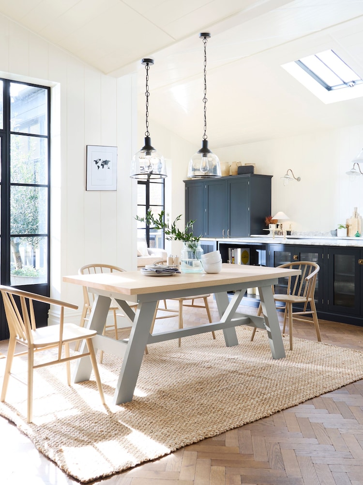 Dove Grey Malvern 6 to 8 Seater Extending Extending Trestle 6 to 8 Seater Dining Table - Image 2 of 9