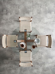 Dark Natural Oak Effect Oslo Solid Oak & Glass Bar Round 4 Seater Dining Table - Image 2 of 6