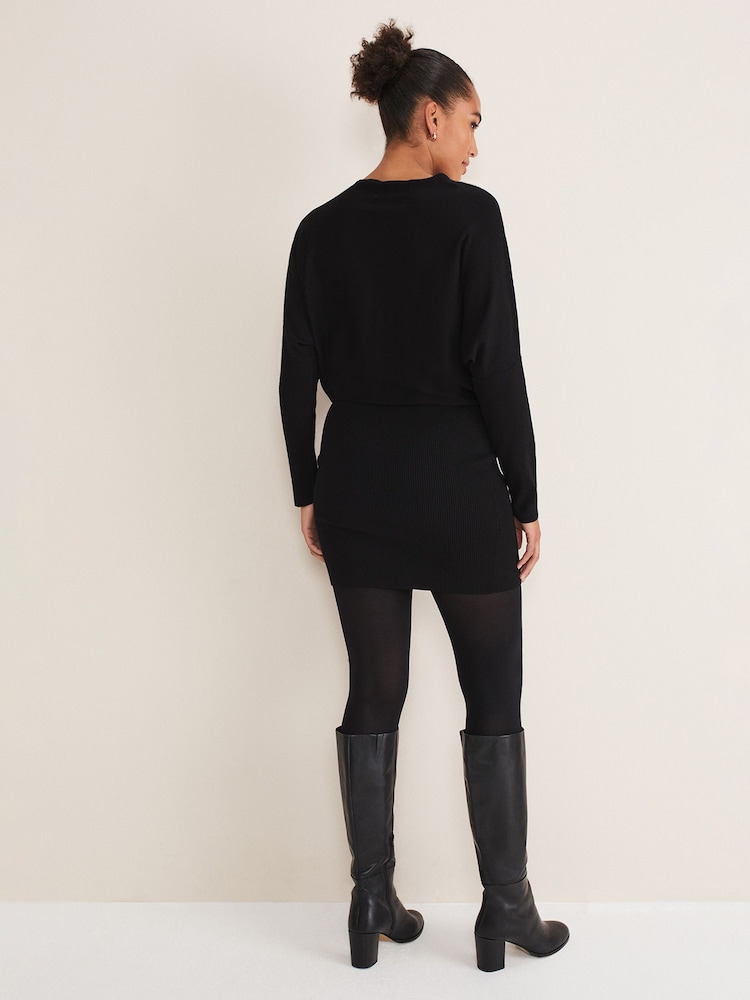 Phase Eight Black Zip Neck Detail Becca Dress - Image 2 of 6