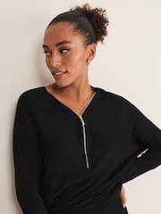 Phase Eight Black Zip Neck Detail Becca Dress - Image 5 of 6