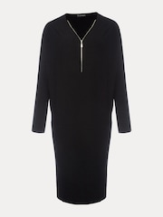 Phase Eight Black Zip Neck Detail Becca Dress - Image 6 of 6