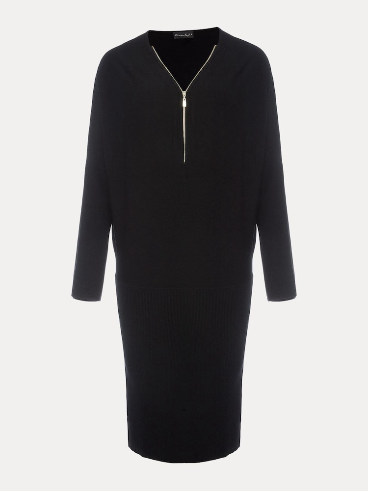 Phase Eight Black Zip Neck Detail Becca Dress - Image 6 of 6