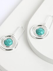 Blue Turquoise Semi Precious Stone Pull Through Earrings - Image 2 of 3