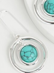 Blue Turquoise Semi Precious Stone Pull Through Earrings - Image 3 of 3