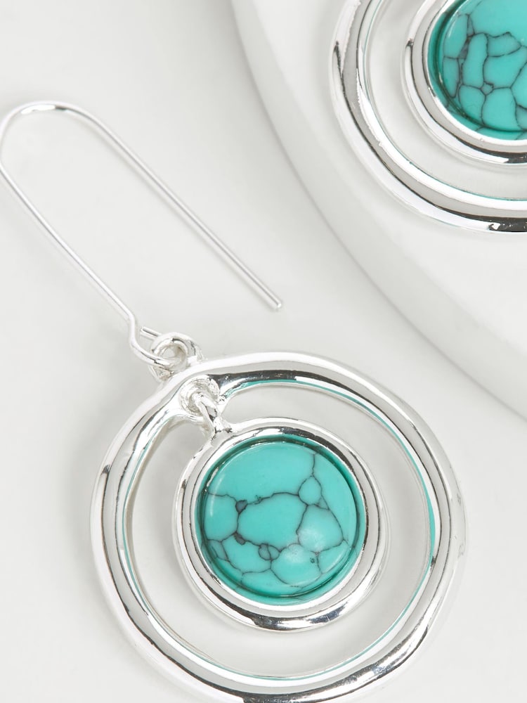 Blue Turquoise Semi Precious Stone Pull Through Earrings - Image 3 of 3