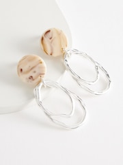 Silver Tone Recycled Metal Resin Top Organic Drop Earring - Image 1 of 2