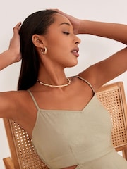 Gold Tone Recycled Metal Bamboo Slim Torque Necklace - Image 2 of 5
