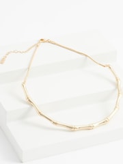 Gold Tone Recycled Metal Bamboo Slim Torque Necklace - Image 4 of 5