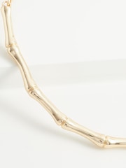 Gold Tone Recycled Metal Bamboo Slim Torque Necklace - Image 5 of 5