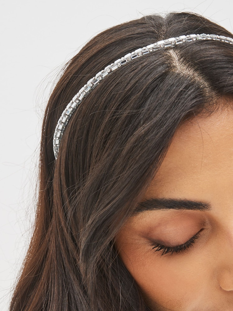 Silver Sparkle Tube Headband - Image 1 of 3 Silver Sparkle Tube Headband - Image 1 of 3