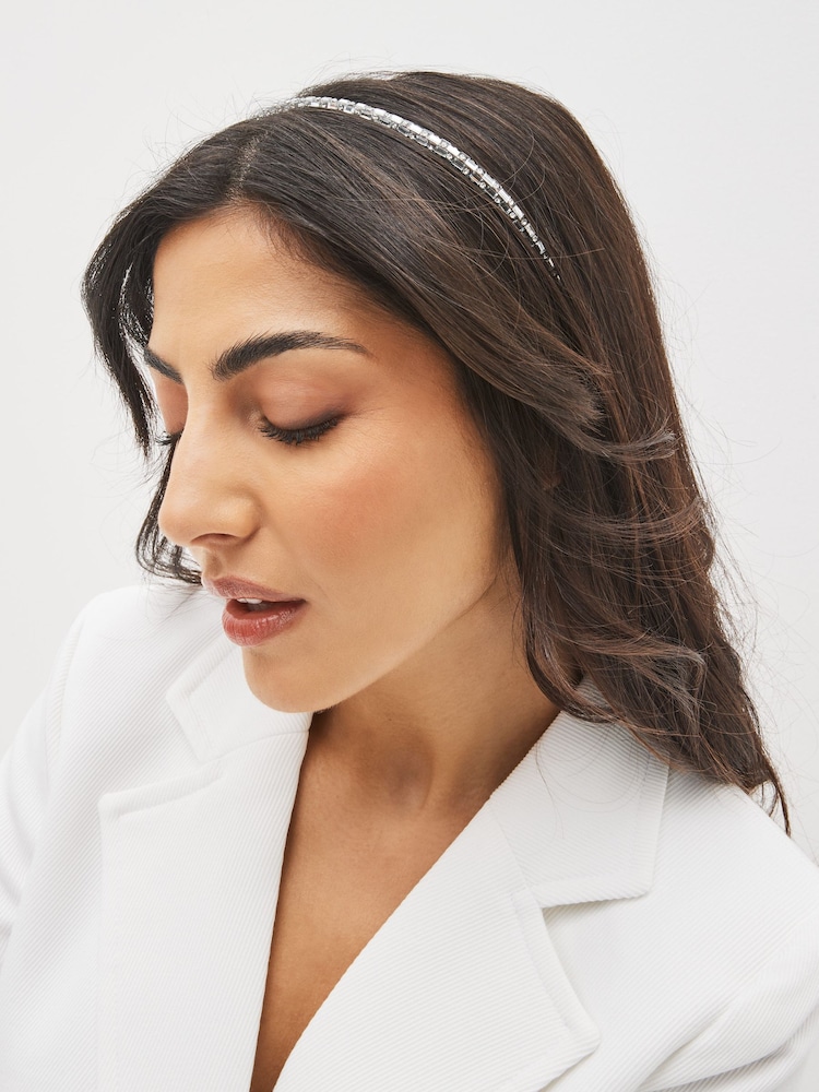 Silver Sparkle Tube Headband - Image 2 of 3 Silver Sparkle Tube Headband - Image 2 of 3