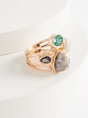 Gold Tone Stone Ladder Ring - Image 3 of 3