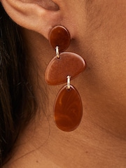 Amber Orange Resin Drop Earrings - Image 1 of 3